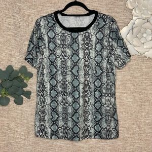 [jersey] Knit Snakeskin Print Oversized Tee Shirt